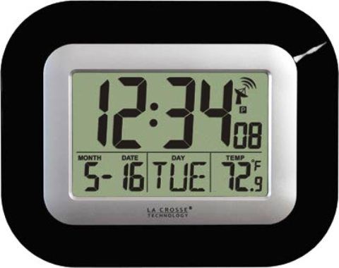 La Crosse Technology WT-8005U-B Atomic Digital Wall Clock with IN Temp & Date, 14.1F to 139.8F ; -9.9C to 59.9C Indoor Temperature, Up to 24 months Battery Life, Monitors Indoor Temperature F or C, Atomic Time & Date with Manual Setting, 12/24 Hour Time, Month, Date, Day Calendar, Daylight Saving Time Automatically Updates -DST - On/Off Option, UPC 757456989181 (WT8005UB WT-8005U-B WT 8005U B)