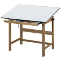 Alvin WTB48 Titan Wooden Drafting Table, The 4-post Alvin Titan drafting table, The finest quality solid oak, Careful selection of materials, Thru-bolt construction, 36" x 48" warp-free Melamine top board, Tilts from 0-45 degrees, Wood Base Color, 088354996132 UPC Code, 0009403608080 Harmonized Code, 90.0 lbs Weight (WTB48 WTB-48 WTB 48 WT-B48) 