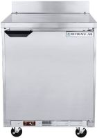 Beverage Air WTF27AHC Single Door Worktop Freezer- 27", 6 Amps, 60 Hertz, 1 Phase, 115 Voltage, 7.3 cu. ft. Capacity, 1/4 HP Horsepower, 1 Number of Doors, 2 Number of Shelves, 35.50" Work Surface Height, 23" W x 25" D x 23" H Interior Dimensions, Rear Mounted Compressor Location, Side / Rear Breathing Compressor Style (WTF27AHC WTF-27-AHC WTF 27 AHC) 