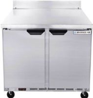 Beverage Air WTF36AHC Two Door Worktop Freezer- 36", 6 Amps, 60 Hertz, 1 Phase, 115 Voltage, 8.5 cu. ft. Capacity, 1/2 HP Horsepower, 2 Number of Doors, 2 Number of Shelves, 35.50" Work Surface Height, 23" W x 25" D x 23" H Interior Dimensions, Rear Mounted Compressor Location, Side / Rear Breathing Compressor Style (WTF36AHC WTF-36-AHC WTF 36 AHC) 