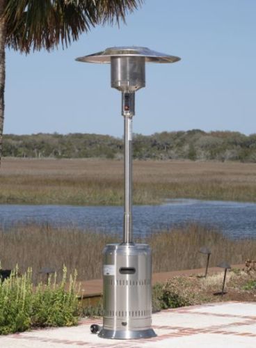 Well Traveled Living 01775 Stainless Steel Commercial Patio Heater, 46000 BTUs, Commercial grade 304 Stainless steel frame, rich brushed finish, Heat Range Up to 18 ft. diameter, Unique Pilotless System  Single stage ignition process, Electronic ignition, Durable stainless steel burners & double mantle heating grid, Safety auto shut off tilt valve, UPC 690730017753 (WTL01775 WTL-01775 01-775 017-75 1775)