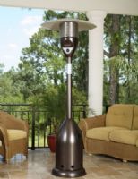 Well Traveled Living 02109 Old World Bronze Finish Deluxe Patio Heater, 47000 BTU’s, Heat Range Up to 18 ft. diameter, Reliable Piezo igniter, Stainless steel burners & heating grid, Uses standard 20 lb LPG BBQ tank (NOT INCLUDED), Safety auto shut off tilt valve, Weighted base for stability, Convenient wheel assembly, Consumption Rate (Approx)10 hrs, UPC 690730021095 (WTL02109 WTL-02109 02-109 021-09 2109) 