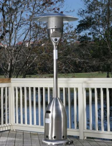 Well Traveled Living 11201 Stainless Steel Deluxe Patio Heater, 46000 BTUs, Heat Range Up to 18 ft. diameter, Reliable Piezo igniter, Stainless steel burners & heating grid, Uses standard 20 lb LPG BBQ tank (NOT INCLUDED), Safety auto shut off tilt valve, Weighted base for stability, Convenient wheel assembly, Consumption Rate (Approx)10 hrs, UPC 690730112014 (WTL11201 WTL-11201 11-201 112-01)