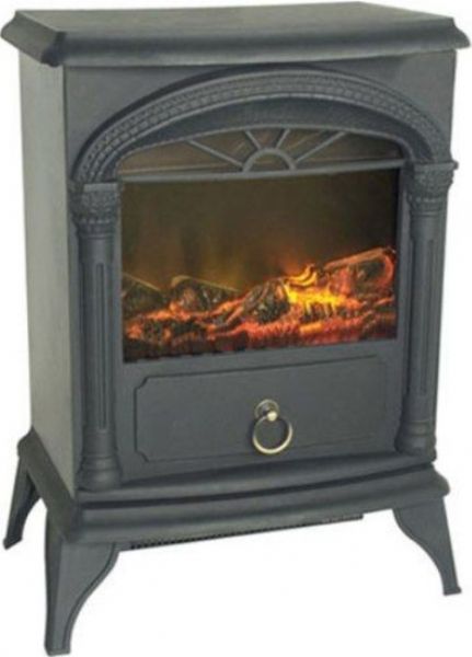 Well Traveled Living 60351 Vernon Electric Fireplace Stove, Durable composite construction, Built in 1350 watt heater with internal safety shutoff sensor, Plugs in to any household outlet, 3D patented flame, Safety cut-off, UPC 690730603512 (WellTraveledLiving-60351  60351)