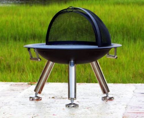 Well Traveled Living 60453 Grilltech Terrace Fire Pit, 2mm thick, 31.52 diameter steel fire bowl, 4mm thick grill bars, Provides atmospheric lighting and heat, One piece dome fire screen with high temperature paint, Stainless steel legs and handles, Grill included, UPC 690730604533 (WTL60453 WTL-60453 60-453 604-53)