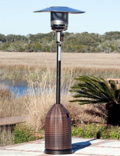 Well Traveled Living 60763 All Weather Wicker Patio Heater, 46000 BTUs, Heat Range Up to 18 ft. diameter, Reliable Piezo igniter, Stainless steel burners & heating grid, Uses standard 20 lb LPG BBQ tank (NOT INCLUDED), Safety auto shut off tilt valve, All weather wicker tank cover, Durable powder coat finish, UPC 690730607633 (WTL60763 WTL-60763 60-763 607-63)