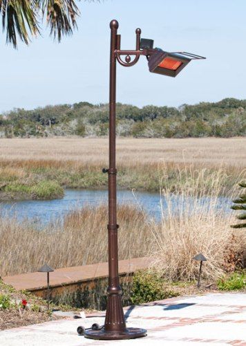 Well Traveled Living 60802 Hammer Tone Bronze Tradition Design Pole Mounted Infrared Patio Heater, 1500 Watt, No UV rays, silent operation, 90% energy conversion, 100% Heat production within seconds, No wasteful heating of the air, 9 ft. blanket of heat, not affected by wind, 6 ft. non-retractable electrical cord, UPC 690730608029 (WTL60802 WTL-60802 60-802 608-02)
