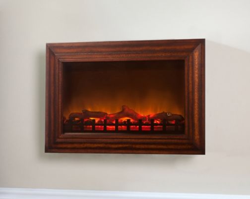 Well Traveled Living 60948 Wood Wall Mounted Electric Fireplace, MDF construction with glass front, Soft touch control panel, On/Off switch for heat and flame, Built in 1400 watt heater with internal safety shutoff sensor, 3D patented flame, Natural stained wood finish, Plugs into any household outlet with 6 foot cord, Includes remote control, CSA approved, UPC 690730609484 (WTL60948 WTL-60948 60-948 609-48)
