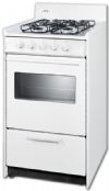 Summit WTM1107SW Freestanding Gas Range With 4 Burners, Sealed Cooktop, 2.46 cu.ft. Primary Oven Capacity, Broiler Drawer, Viewing Window, In White, 20"; Slim 20" width, apartment sized to fit in small or galley kitchens; Broiler pan included, two-piece porcelain broiler tray with grease well; Porcelain construction, white porcelain removable oven top and door; UPC 761101053561 (SUMMITWTM1107SW SUMMIT WTM1107SW SUMMIT-WTM1107SW) 