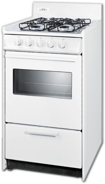 Summit WTM1107SW Freestanding Gas Range With 4 Burners, Sealed Cooktop, 2.46 cu.ft. Primary Oven Capacity, Broiler Drawer, Viewing Window, In White, 20