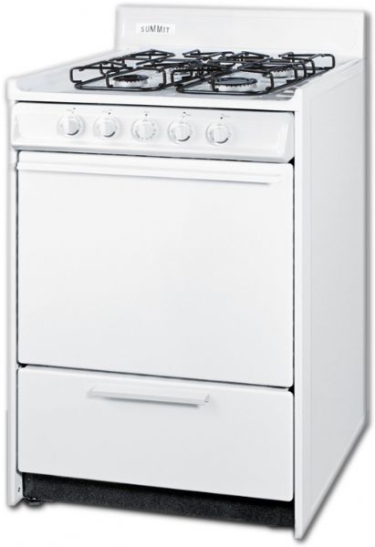 Summit WTM6107S Freestanding Gas Range With 4 Burners, Sealed Cooktop, 2.92 cu.ft. Primary Oven Capacity, Broiler Drawer, Electronic Ignition In White, 24