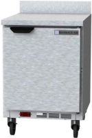 Beverage Air WTR24AHC Worktop Refrigerator -  24", 4 Amps, 60 Hertz, 1 Phase, 115 Voltage, 4.7 cu. ft. Capacity, 1/6 HP Horsepower, 1 Number of Doors, 2 Number of Shelves, 36° - 38° Degrees F Temperature Range, 35.50" Work Surface Height, 6" casters, Doors Access, Side Mounted Compressor Location, Side / Rear Breathing Compressor Style, Swing Door Style, Solid Door, Left/Right Hinge Location, 20" W x 19.50" D x 23" H Interior Dimensions (WTR24AHC WTR-24-AHC WTR 24 AHC) 
