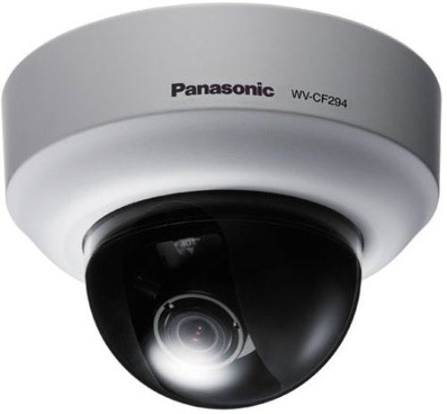 Panasonic WV-CF294 Refurbished Compact Day/Night Fixed Color Dome Camera; High resolution 540 TV lines; 1/4 type interline transfer CCD Image Sensor, Effective Pixels 768 (H) x 494 (V); Scanning Area 3.6 (H) x 2.7 (V) mm; Scanning System 2:1 interlace; Scanning Frequency Horizontal 15.734 kHz/Vertical 59.94 Hz (WVCF294 WV CF294 WVC-F294 WVCF-294)  