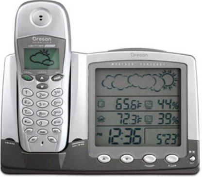 Oregon Scientific WW338 2.4 GHz Digital Expandable Cordless Phone with Weather Station and Alarm Clock, 50-number phonebook , 10 polyphonic melodies and four standard ring tones (WW 338   WW-338)
