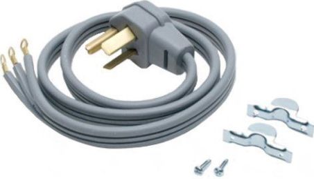 GE General Electric WX09X10006 Universal 3-wire Range Power Cord; For use with most leading brand free-standing electric ranges; Molded-on, right-angle plug keeps cord close to wall; Ting terminals allow for easy hook-up; Cord clamp is porvided on terminal end to relieve strain on terminals; 4 ft. (1.22m) lenght cord, UPC 084691225614 (WX-09X10006 WX 09X10006 WX09X-10006 WX09X 10006) 