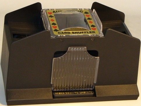 WorldWise Imports 32232 Battery Card Shuffler, Shuffle up to 4 decks of cards automatically, Super-easy use and professional results, Runs on 1 9-volt battery, UPC 025766012326 (32232 WORLDWISEIMPORTS32232 WORLDWISEIMPORTS-32232 WORLDWISEIMPORTS 32232)