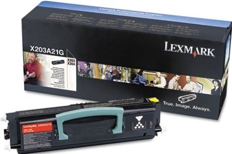 Lexmark X203A21G Black Toner Cartridge For use with Lexmark E232n, E240tn, E332, E342tn, X203n, X204, X204n and X658 Printers, Average Yield 2500 standard pages yield, New Genuine Original Lexmark OEM Brand, UPC 734646318938 (X203-A21G X203A-21G X203 A21G)