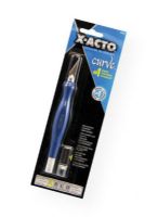 X-Acto X-3035Q Curve Number 1 Knife Blue; Contoured, rubberized, no-slip grip for added comfort and detailed cutting; Anti-roll body design; Includes number 11 blade and safety cap; For easy, precision cutting of paper, plastic, balsa, thin metal, cloth, film, and acetate; Shipping Weight 0.07 lb; Shipping Dimensions 2.75 x 0.64 x 8.75 in; UPC 079946030358 (XACTOX3035Q XACTO-X3035Q CURVE-X-3035Q X-ACTO-X3035Q X3035Q ARTWORK CRAFT) 