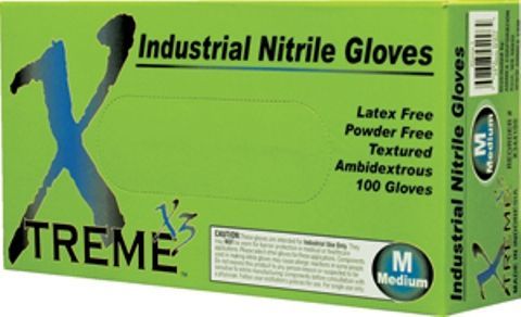 Ammex X348100 Xtreme X3 Industrial Grade Nitrile Gloves, Powder Free, Beaded Cuff, 240mm Length, 3 mils Thick, X-Large XL, Box of 100, Textured, Latex Free, Superb Tensile Strength, Economical Protection, UPC 697383941183 (X348100 X-348100 X 348100)
