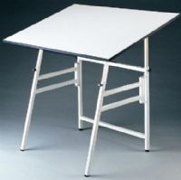 Alvin MODEL X-4-XB Professional Folding Drafting Table, Small White Base, 24in x 36in Top, Angle adjustment from 0 to 45 degrees, Adjustable height from 29in to 45in horizontally, Folds quickly and easily to 4in width for portability and non-skid self-leveling feet, Warp-free white Melamine drawing board, Pencil ledge not included (X4XB X 4 XB X-4-XB) 