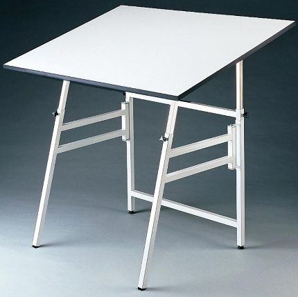 Alvin MODEL X-4-XB Professional Folding Drafting Table, Small White Base, 24in x 36in Top, Angle adjustment from 0 to 45 degrees, Adjustable height from 29in to 45in horizontally, Folds quickly and easily to 4in width for portability and non-skid self-leveling feet, Warp-free white Melamine drawing board, Pencil ledge not included (X4XB X 4 XB X-4-XB)