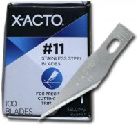 X-Acto X621 No. 11 Stainless-Steel Blade, 100 Blades Per Box; The X-ACTO No. 11 Classic Fine Point knife blades are the perfect accessory to a true tool of precision; When elaborate, detailed cuts need to be made, the No. 11 blade is the one to choose; Dimension 5.25" x 2.75" x 0.12"; Weight 0.19 lbs; UPC 079946087147 (XACTOX621 XACTO X621 X 621 X-621)  