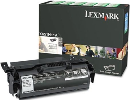 Lexmark X651H11A High Yield Return Program Black Print Cartridge For use with Lexmark X656dte, X658dte, X656de, X658de, X658dme, X658dfe, X654de, X658dtme, X658dtfe, X652de and X651de Printers, Average Yield 25000 standard pages Declared yield value in accordance with ISO/IEC 19752, New Genuine Original Lexmark OEM Brand, UPC 734646073714 (X651-H11A X651H-11A X651 H11A)
