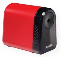X-Acto 19505 Mighty Mite Electric Sharpener Assorted Color; Powerful motor in a compact design is a perfect fit for any desktop; Features a hardened helical cutter for maximum precision and durability; UL listed efficient external power supply; Non-skid rubber feet; 2-year warranty; Assorted colors, no choice; Shipping Weight 1.49 lb; Shipping Dimensions 4.00 x 3.5 x 7.5 in; UPC 079946195057 (XACTO19505 XACTO-19505 MIGHTY-MITE-19505 SHARPENER OFFICE) 