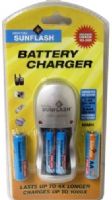 Digital Sunflash XB-500 Battery Charger, Lasts up to 4x Longer, Charges up to 1000x, Recharges 2 or 4 pieces high capacity AA or AAA Ni-Mh batteries at a time, Foldable Wall Plug-in, Universal voltage 100-240volts, Includes 2 AA 2700mAh & 2 AAA 1000mAH Ni-MH Rechargeable Batteries (XB500 XB 500) 
