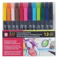 Koi XBR-12SA Coloring Brush 12-Pen Set; A convenient, no-mess way to add vibrant color to any sketch, journal, cartoon, illustration, or rubber stamp project; These pens perform similar to an artist brush; Make fine, medium, or bold brush strokes just by changing the amount of pressure to the nib; UPC 053482591771 (XBR12SA KOIXBR12SA KOI-XBR12SA KOI-XBR-12 PAINTING CARTOON) 