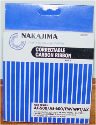 Nakajima XC-001 Black Correctable Carbon Ribbon for AE-500 AE-600 EW WPT and AX series Typrewriters (XC-001 XC 001 AE500 AE600 XC001)                            .