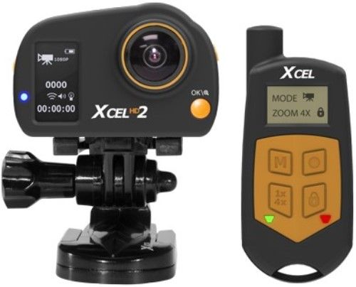 Spypoint XCEL HD2 Action Camera, Black; Low light image sensor; 1X to 4X Zoom; 2-way remote control; Sound Recording; Requires a microSD card (not included) up to 32 GB (class 4 or higher); Lithium-ion Polymer Power; Micro-USB & audio/video Ports; 2.5mm input for external microphone; Wireless range up to 120'; Waterproof; UPC 887157014209 (XCELHD2 XCEL-HD2)