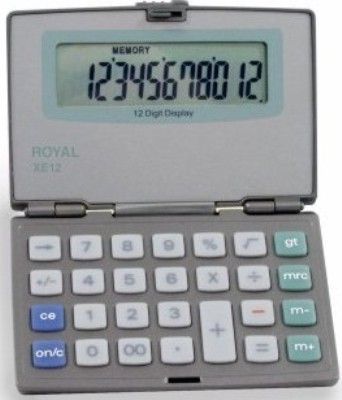 Royal XE 12 Calculator with 12 Digit Display, Small Compact Case Design with one Touch Opening, Auto Shut Off, Last Digit Erase, Full-function Memory, Grand Total Function, Percent and Square Root Keys (XE12 XE-12 ADLXE12 ADL-XE12 29303L Adler)