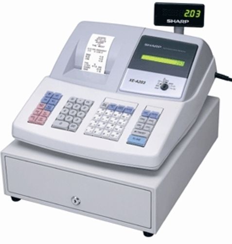 Sharp XE-A203 Cash Register, Electronic Journal, Thermal Printer, Drop-in Paper Loading, 7-digit 7-segment LED Pop-up Display, 57.5mm paper width, Replaced XE-A202 XEA202,Training Function, Clear display, Quick and accurate price entry, Electronic journal, 355 x 430 x 312 mm Dimensions, 11.0 kg Weight (XEA203 XEA-203 XE A203 XEA 203)