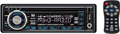 Dual XHD6425 CD/MP3 In-Dash Receiver with Built-In HD Radio and Bluetooth, 50 watts x 4 channels Peak Power Output, 17 watts x 4 channels RMS Power Output, Blue Button Color, 85 dB CD Signal-to-Noise, White Display Color, Electronic volume, bass, treble, balance, fader, Rotary encoder control, Source audio memory, MP3/WMA encoded CD-R/RW playback, Multi-button power on (XHD6425 XHD-6425 XHD 6425)