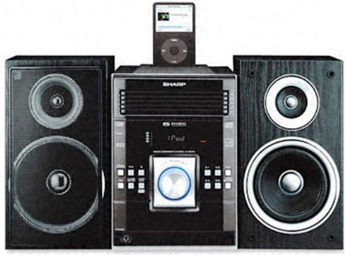 Sharp XL-DK255 Five-Disc 100W Micro Component Stereo System with Apple iPod Dock, Complete component system includes 5-disc CD changer and two 2-way speakers, Plays CD, CD-R, CD-RW, MP3 and WMA formats, Built-in Apple iPod dock charges and synchronizes with all Apple iPod MP3 players (XLDK255 XL DK255 XLD-K255 XLDK-255)