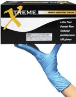 Ammex XNPF44100 Xtreme Medium Powder Free Textured Industrial Nitrile Gloves, Blue, Beaded Cuff, Latex Free, 3X The Puncture Resistance Of Latex Or Vinyl, Cuff Thickness 3 +/- 1 mil, Palm Thickness 4 +/- 1 mil, Finger Thickness 5 +/- 1 mil, 90 +/- 10 mm Width, 230 +/- 10 mm Length, 100 gloves per box, UPC 697383901224 (XN-PF44100 XNP-F44100 XNPF-44100 XNPF 44100) 
