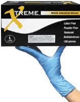 Ammex XNPF46100 Xtreme Large Powder Free Textured Industrial Nitrile Gloves, Blue, Beaded Cuff, Latex Free, 3X The Puncture Resistance Of Latex Or Vinyl, Cuff Thickness 3 +/- 1 mil, Palm Thickness 4 +/- 1 mil, Finger Thickness 5 +/- 1 mil, 103 +/- 10 mm Width, 230 +/- 10 mm Length, 100 gloves per box, UPC 697383901231 (XN-PF46100 XNP-F46100 XNPF-46100 XNPF 46100) 