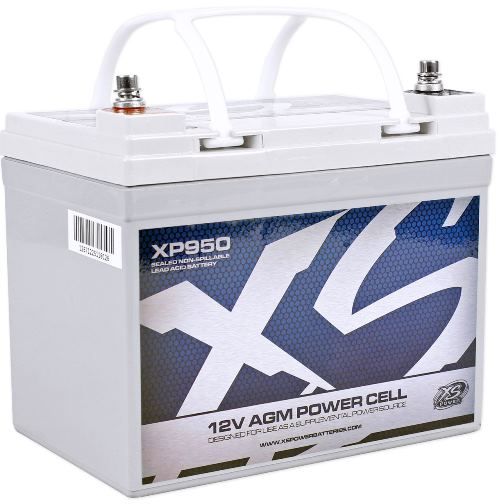 XS Power XP950 XP-Series 12V AGM Power Cell Battery, 950 Max Amps, 50 min RC, 35 Amp Hours, Sealed absorbed glass mat (AGM) design, Can be used as an additional battery to power your high-performance sound system, Perfect for 1000W car audio stereo systems, Resists extreme vibrations for ultimate performance, UPC 692209015970 (XP-950 XP 950) 