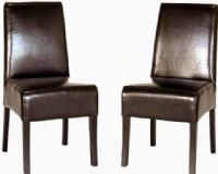 Wholesale Interiors Y-005-001-DRK-BRN Set of Two Temon Dining Chair in Dark Brown, Hardwood frame, Full leather upholstery, High-density foam padding, Internal rubber lattice support system, 19" Seat Height, 16" Seat Depth, 22" Back To Front (Y005001DRKBRN Y-005-001-DRK-BRN Y 005 001 DRK BRN Y005001 Y-005-001 Y 005 001) 