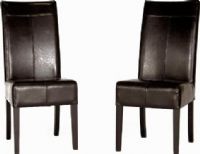 Wholesale Interiors Y-006-001-DRK-BRN Set of Two Shreew Dining Chair in Dark Brown, Hardwood frame, Leather upholstery, High-density foam padding, Internal rubber lattice support system, 17.7" Seat Height, 16" Seat Depth, 24" BackToFront (Y006001DRKBRN Y-006-001-DRK-BRN Y 006 001 DRK BRN Y006001 Y-006-001 Y 006 001) 