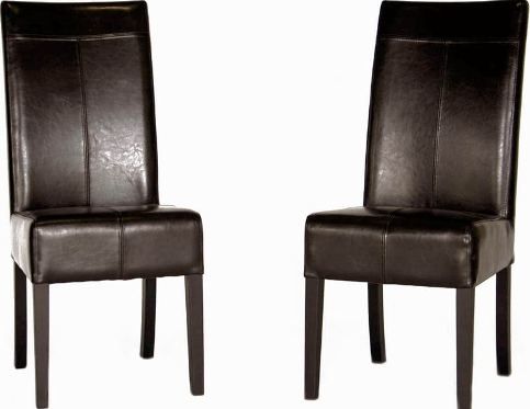 Wholesale Interiors Y-006-001-DRK-BRN Set of Two ShreewDining Chair in Dark Brown, Hardwood frame, Leather upholstery, High-density foam padding, Internal rubber lattice support system, 17.7