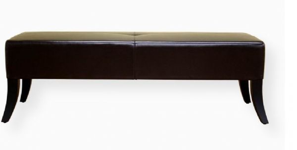 Wholesale Interiors Y-038-BRN Danilo Dark Brown Leather Bench, Hardwood frame and legs, Black colored legs, Non-marking feet help protect flooring, Panel stitching and tufted styling build additional interest, 57
