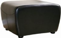 Wholesale Interiors Y-051-023 Nathaniel Square Leather Ottoman in Black, Sturdy wood frame, Upholstered in bi-cast leather, Comfortable foam fill, Modern style with piped edging design (Y051023 Y-051-023 Y 051 023 Y051023BLK Y-051-023-BLK Y 051 023 BLK) 