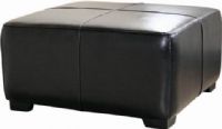 Wholesale Interiors Y-052-023 Hortensio Square Leather Ottoman in Black, Sturdy wood frame, Upholstered in bi-cast leather, Comfortable foam fill, Modern style with piped edging design (Y-052-023 Y052023 Y 052 023 Y052023BLK Y-052-023-BLK Y 052 023 BLK)  