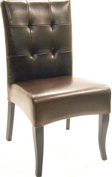 Wholesale Interiors Y-073-001-DRK-BRN Set of Two ClaudiusDining Chair in Dark Brown, Sturdy wooden frame, Upholstery in high quality bi-cast leather, Comfortable foam fill, Panel stitching and button tufting add durability, 19.7