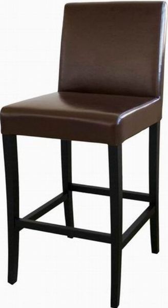Wholesale Interiors Y-096-001-DKBRN OswaldLeather Barstool in Dark Brown, Stool Back, Stool Arms, Comfortable foam fill, Rubber lattice support system inside the seat, 28