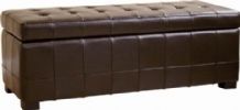 Wholesale Interiors Y-105-001 Parolles Tufted Leather Storage Ottoman Bench in Dark Brown, Durable wood frame, Tufted leather, Lift-top storage for space, Fabric-lined interior (Y105001 Y-105-001 Y 105 001 Y105001DRKBRN Y-105-001-DRK-BRN Y 105 001 DRK BRN) 