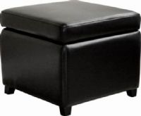 Wholesale Interiors Y-162-023 Pisanio Square Leather Storage Ottoman in Black, Constructed with a sturdy wood frame, Leather upholstery, Stylish piped edging, Comfortable foam fill, Lift-top lid with child safe hinges (Y162023 Y-162-023 Y 162 023 Y162023BLK Y-162-023-BLK Y 162 023 BLK) 