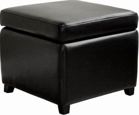 Wholesale Interiors Y-162-023 Pisanio Square Leather Storage Ottoman in Black, Constructed with a sturdy wood frame, Leather upholstery, Stylish piped edging, Comfortable foam fill, Lift-top lid with child safe hinges (Y162023 Y-162-023 Y 162 023 Y162023BLK Y-162-023-BLK Y 162 023 BLK)